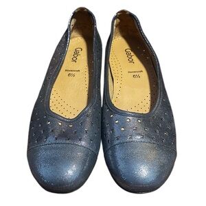 Gabor flats size 6.5 dark silver nwot